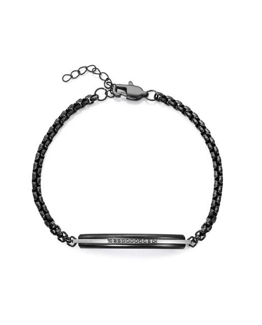 Imagen 0 de Pulsera de hombre de acero Ip negro con circonitas