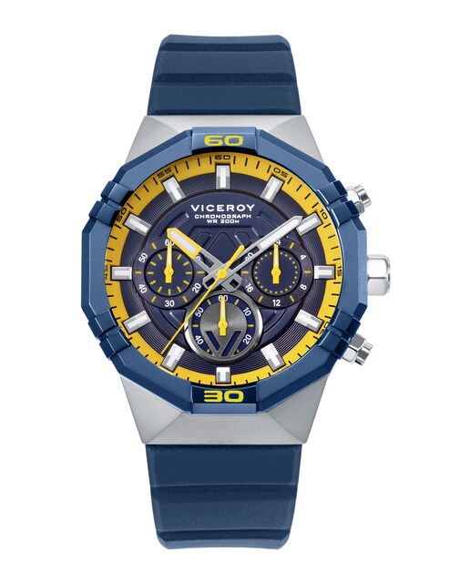Imagen 0 de Reloj de hombre con caja bitono de acero e Ip azul  y correa de silicona azul