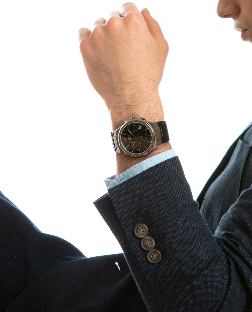 Reloj de hombre con caja de acero y correa de piel negra - Sandoz - Negro Negro-5