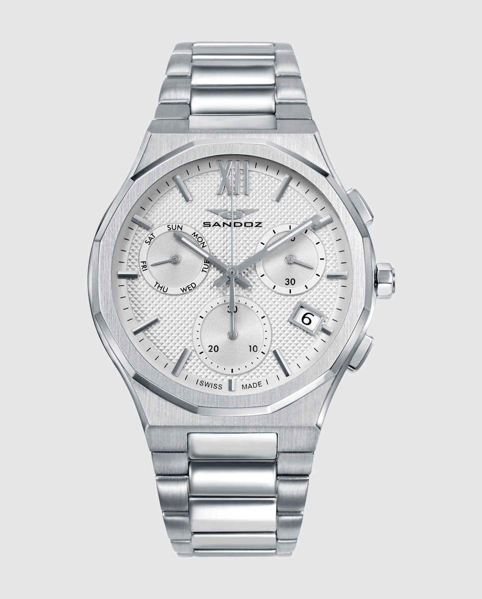 Reloj de hombre con caja y brazalete de acero - Sandoz - Plateado Plateado-1