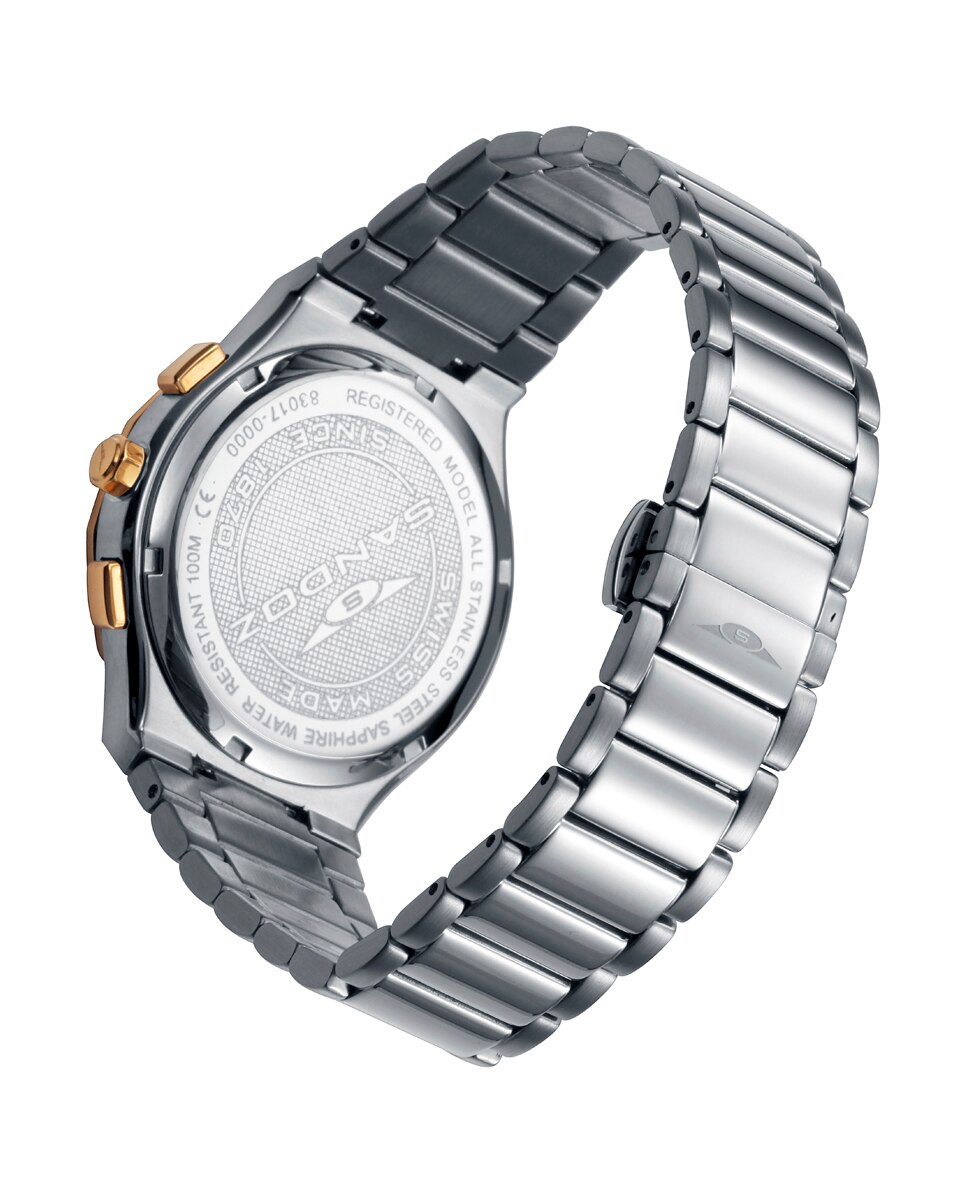 Reloj de hombre con caja bitono de acero e ip dorado y brazalete de acero - Sandoz - Plateado Plateado-2