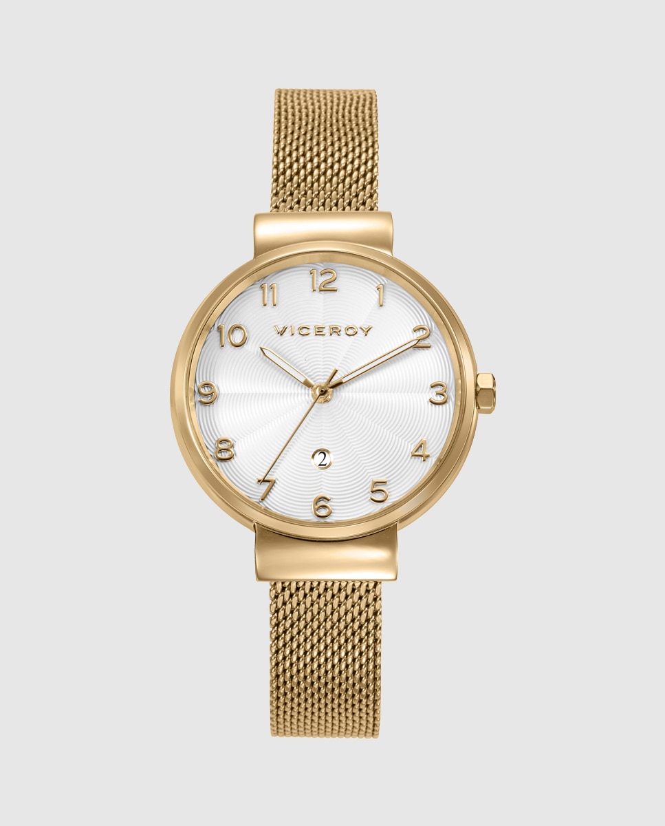 Reloj analógico de mujer con caja bitono de acero e ip dorado y malla milanesa de acero ip - Viceroy - Dorado Dorado-1
