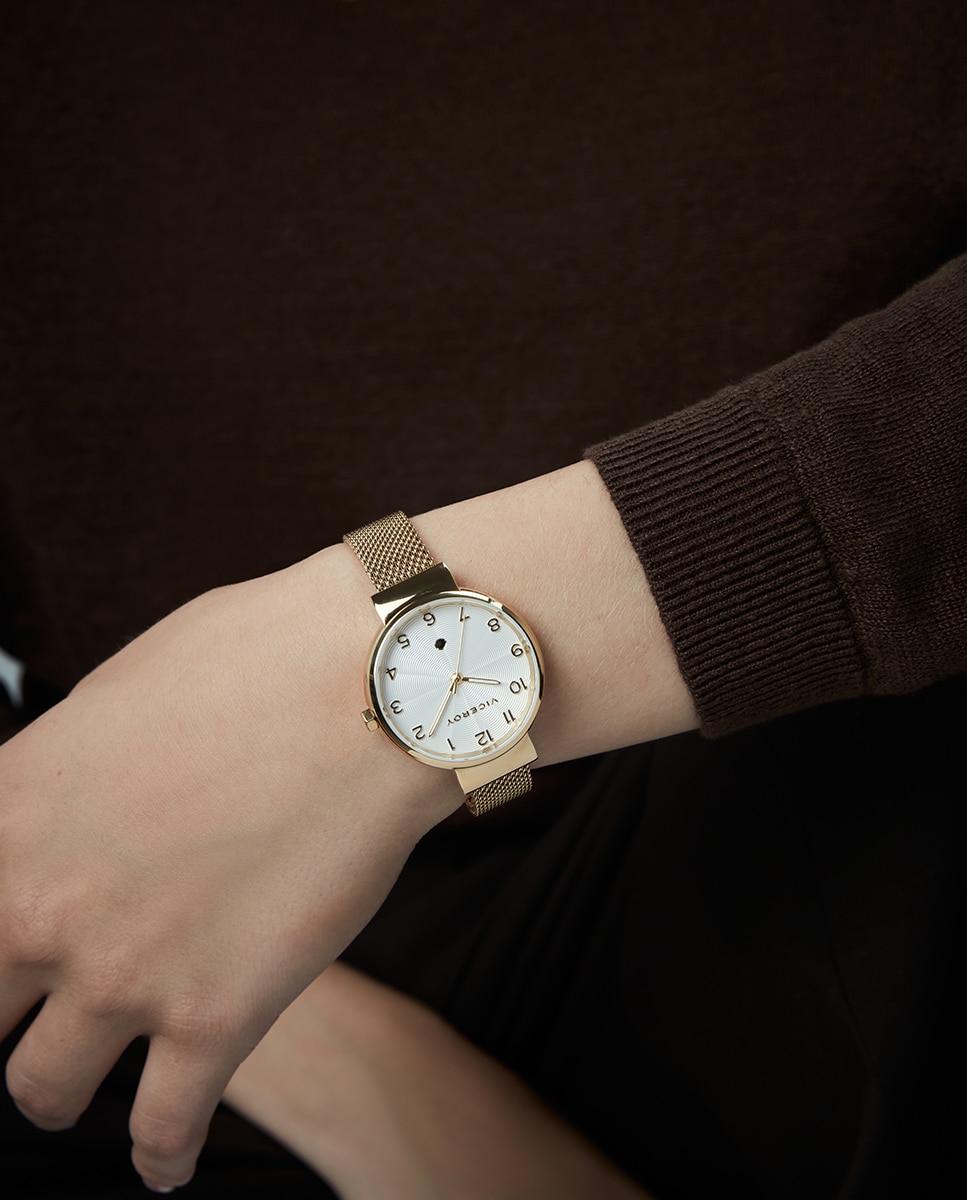 Reloj analógico de mujer con caja bitono de acero e ip dorado y malla milanesa de acero ip - Viceroy - Dorado Dorado-3