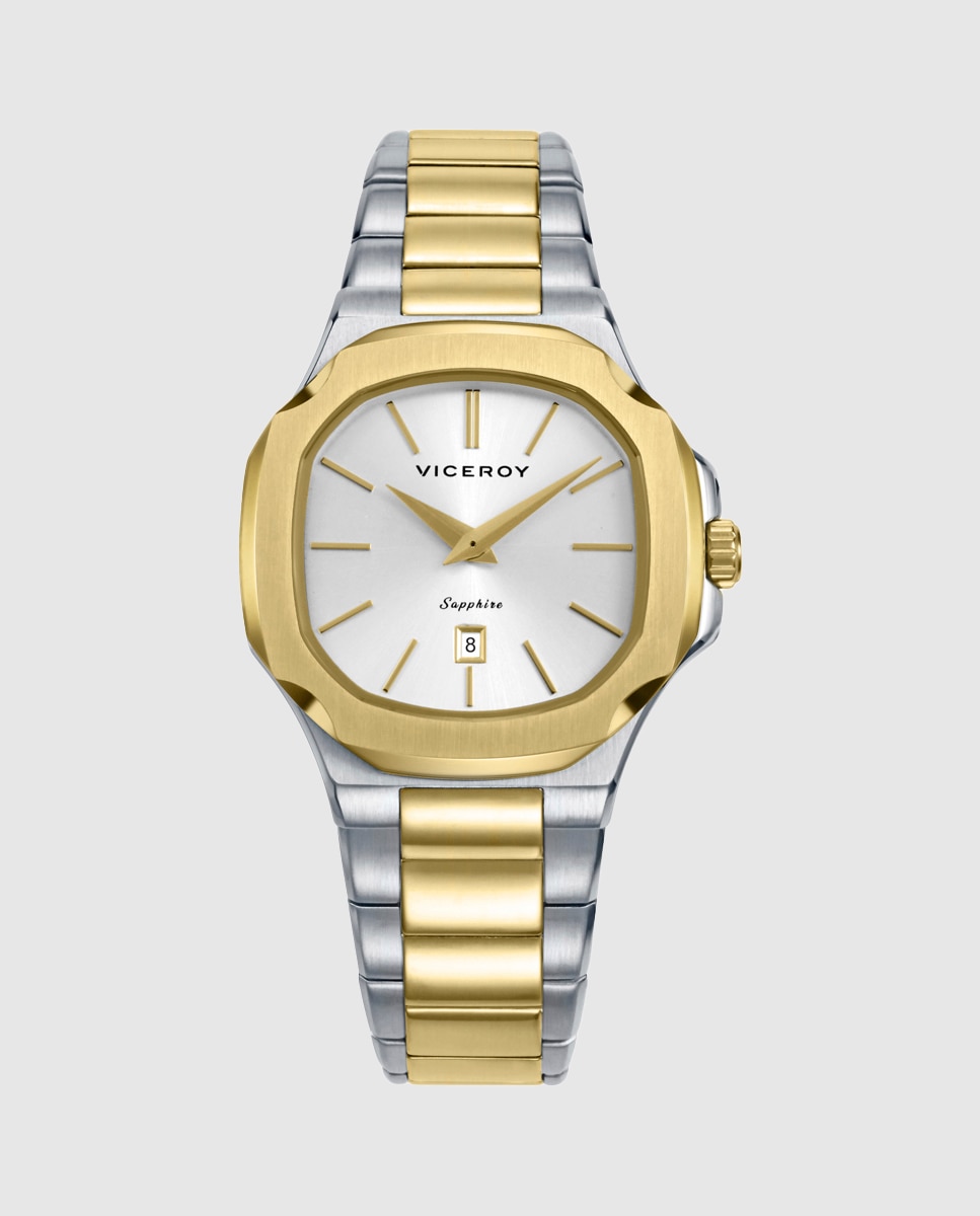 Reloj analógico de mujer colección laura escanes con caja y brazalete bitono de acero e ip dorado Dorado Viceroy Dorado-1