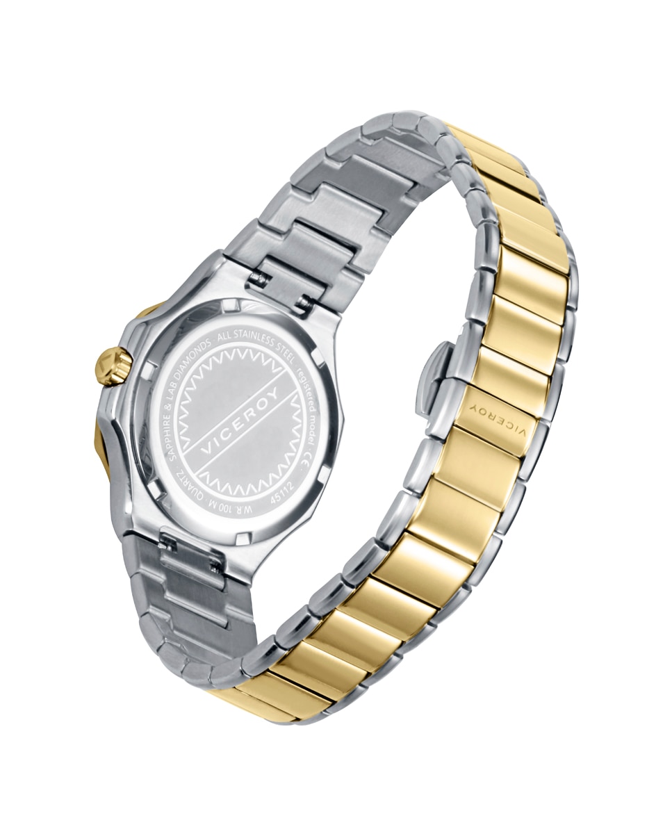 Reloj analógico de mujer colección laura escanes con caja y brazalete bitono de acero e ip dorado Dorado Viceroy Dorado-2