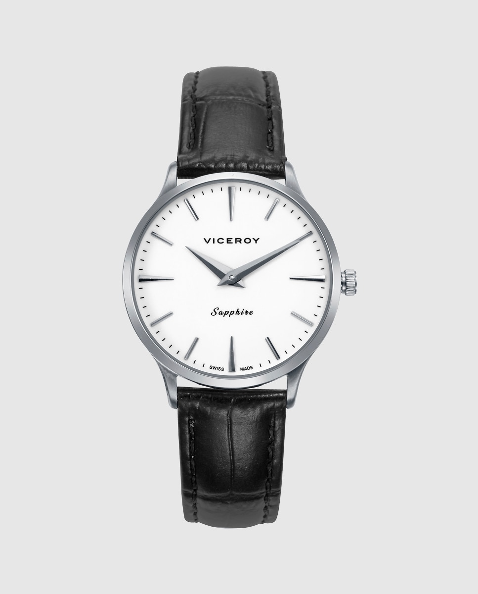 Reloj analógico de mujer con caja de acero y correa de piel negra - Viceroy - Negro / Blanco Negro / Blanco-1