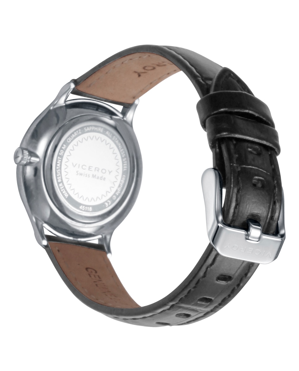 Reloj analógico de mujer con caja de acero y correa de piel negra - Viceroy - Negro / Blanco Negro / Blanco-2
