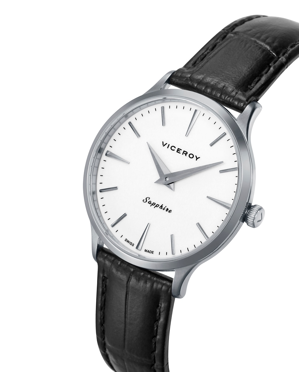Reloj analógico de mujer con caja de acero y correa de piel negra - Viceroy - Negro / Blanco Negro / Blanco-3