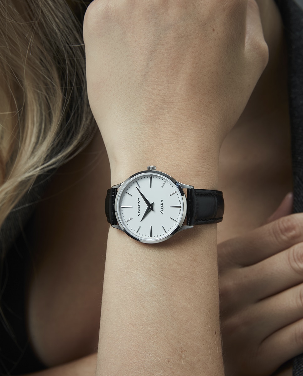 Reloj analógico de mujer con caja de acero y correa de piel negra - Viceroy - Negro / Blanco Negro / Blanco-4