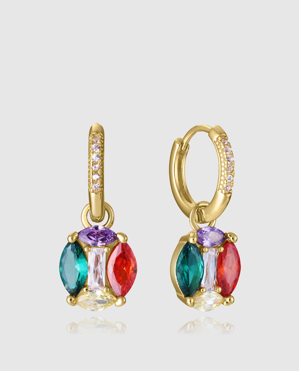 Pendientes de mujer elegant de plata de primera ley con baño de oro, aro y colgante - Viceroy - Multicolor Multicolor-1