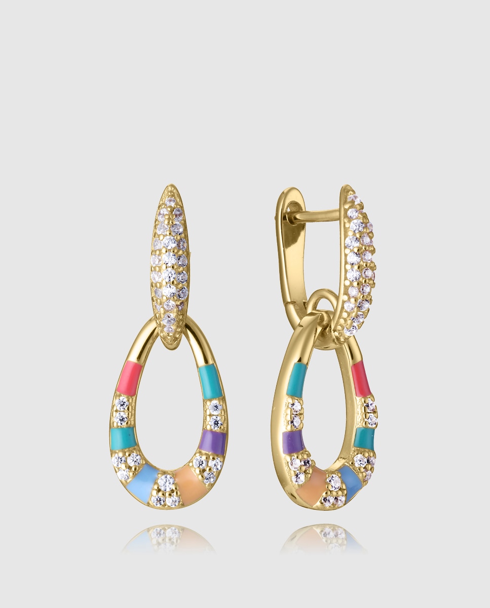 Pendientes de mujer trend de plata de primera ley con baño de oro ,aro y colgante - Viceroy - Multicolor Multicolor-1