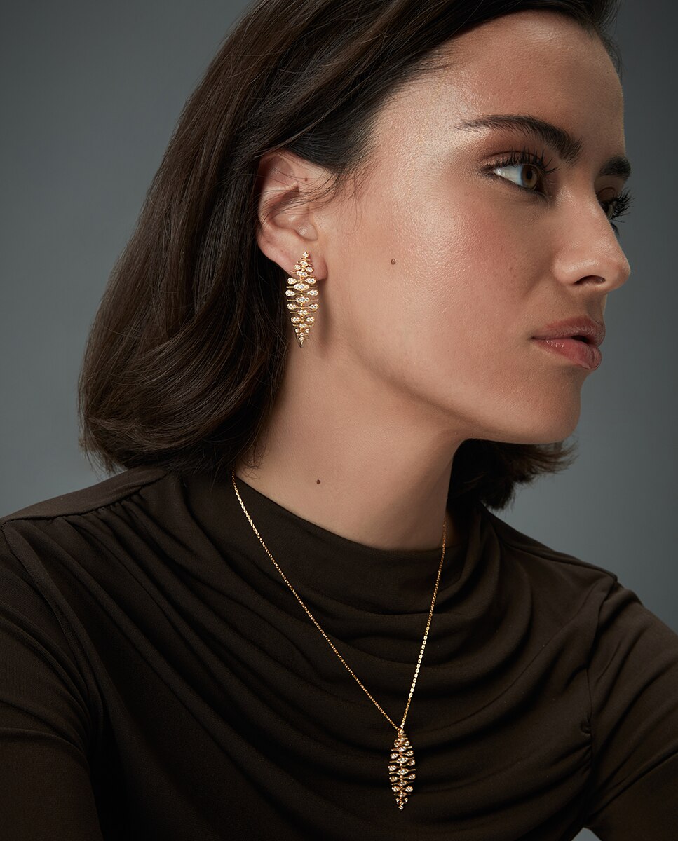 Pendientes de mujer elegant de plata de primera ley con baño de oro Dorado Viceroy Dorado-3
