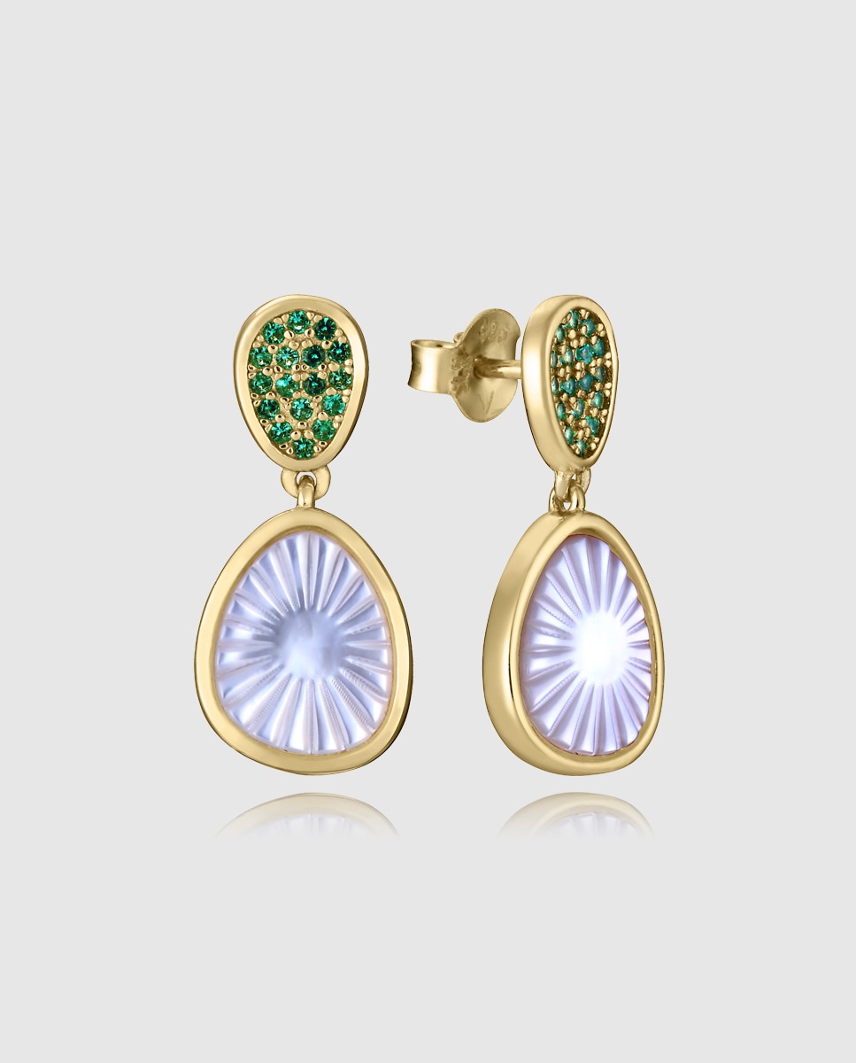 Pendientes de mujer elegant de plata de primera ley con baño de oro - Viceroy - Verde Verde-1