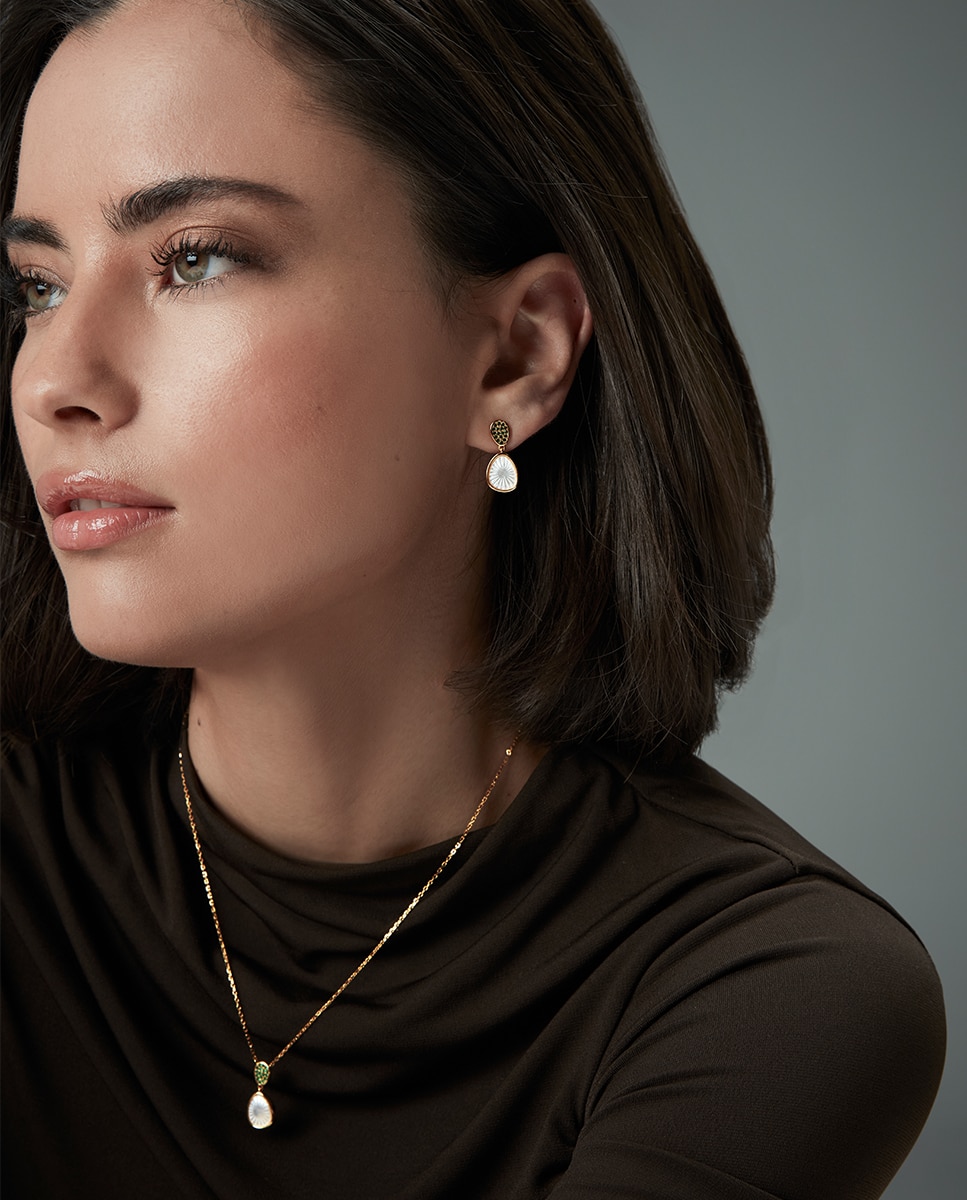 Pendientes de mujer elegant de plata de primera ley con baño de oro - Viceroy - Verde Verde-2