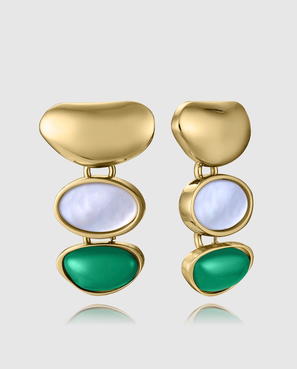 Imagen 0 de Pendientes de acero ip negro y dorado con colgante colección laura escanes Multicolor