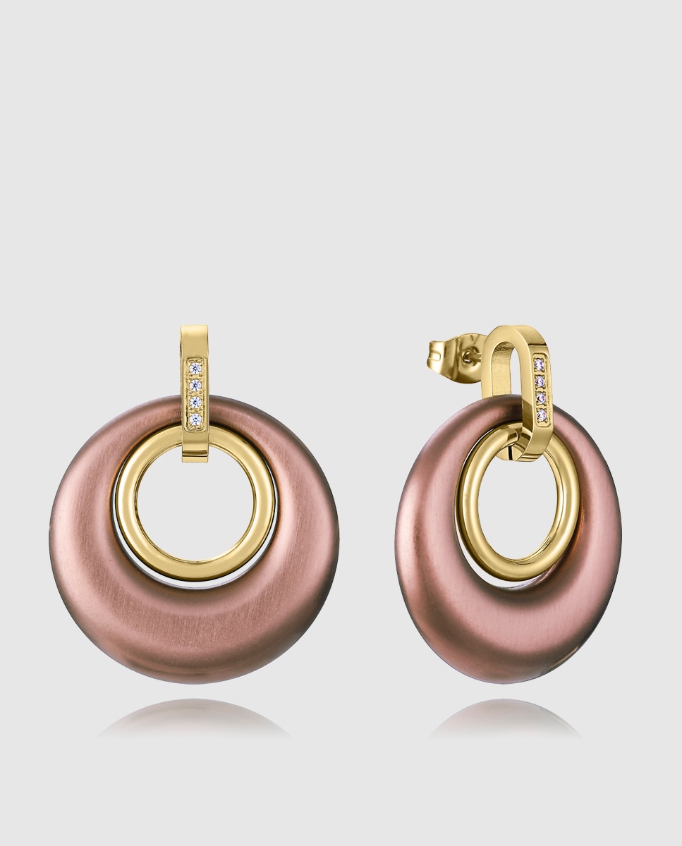 Pendientes de mujer chic de acero ip marrón y dorado con circonitas - Viceroy - Marrón Marrón-1