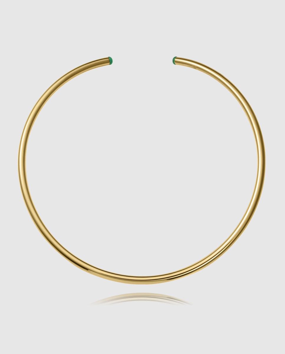 Imagen 0 de Collar de mujer air de acero rigído choker ip dorado con piedras Dorado