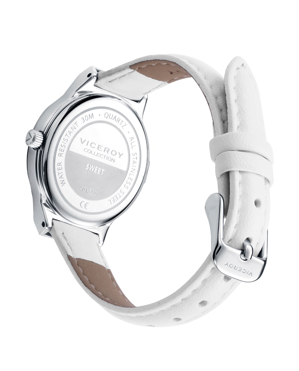 Imagen 2 de Reloj de niña caja de acero con correa de piel sintética blanca y pulsera de regalo - Viceroy - Blanco Blanco