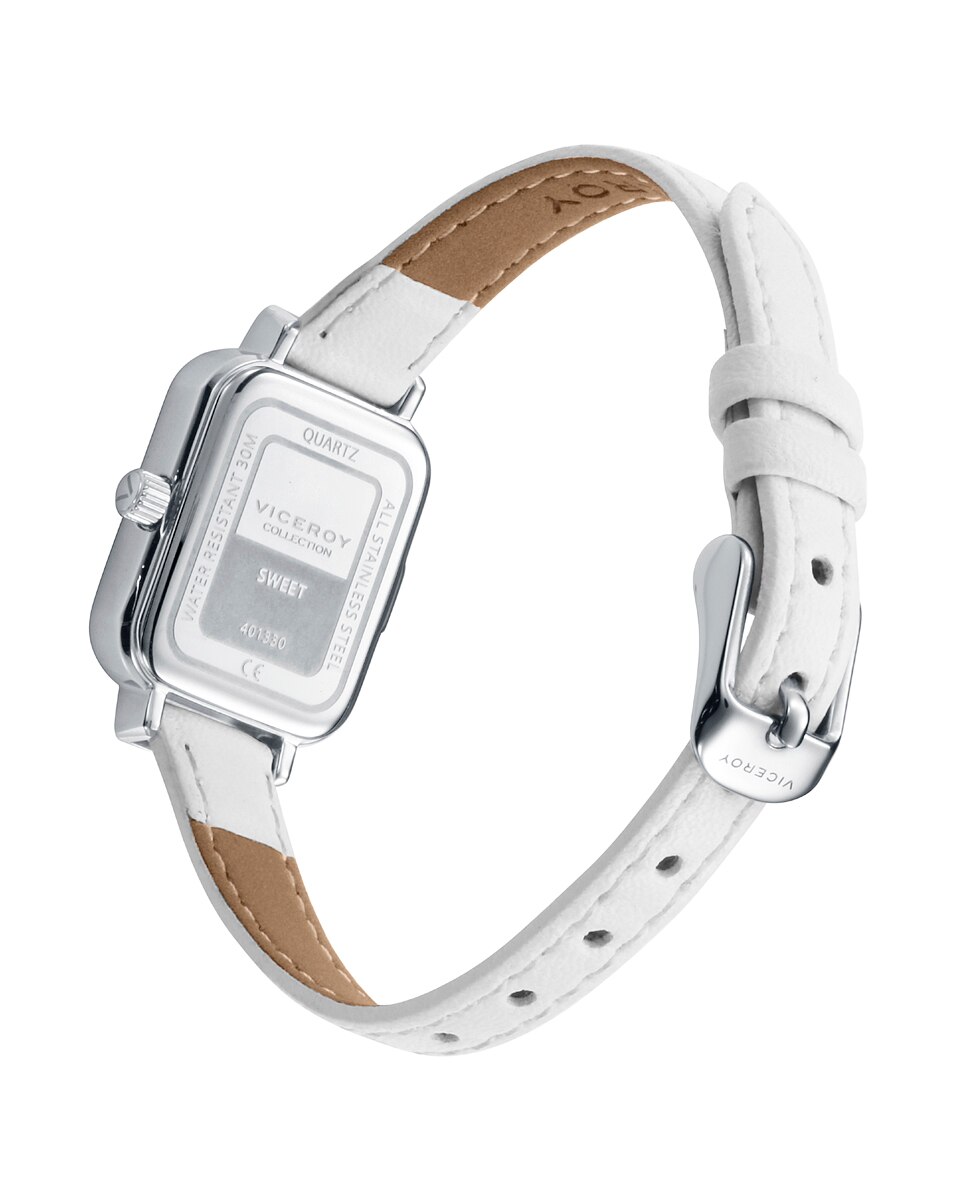 Reloj de niña caja de acero con correa de piel sintética blanca y pulsera de regalo - Viceroy - Blanco / Rosa Blanco / Rosa-2
