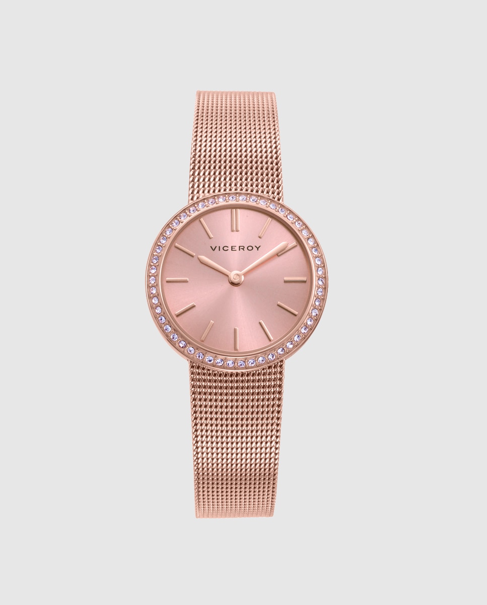 Reloj de mujer con caja y malla milanesa de acero ip rosa - Viceroy - Plateado Plateado-1
