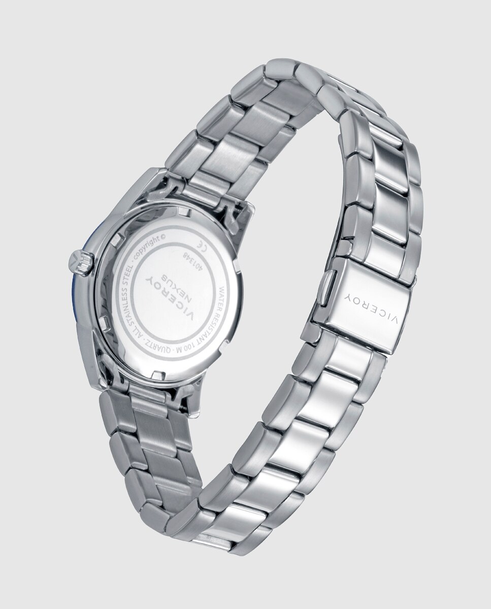 Reloj de mujer con caja bitono de acero e ip azul y brazalete de acero,colección abraham mateo - Viceroy - Plateado Plateado-2