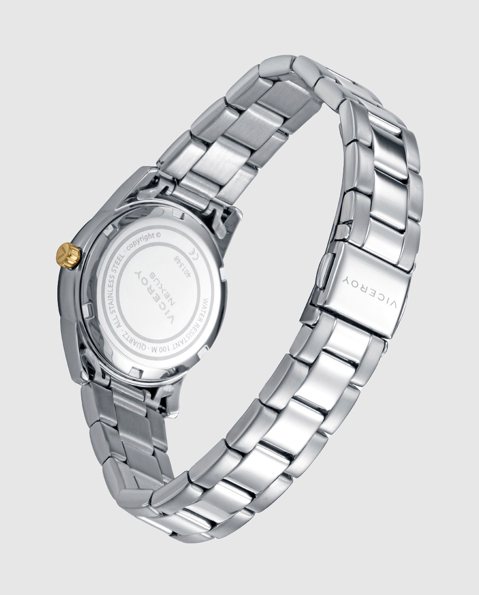 Reloj de mujer con caja bitono de acero e ip verde y brazalete de acero,colección abraham mateo - Viceroy - Plateado Plateado-2