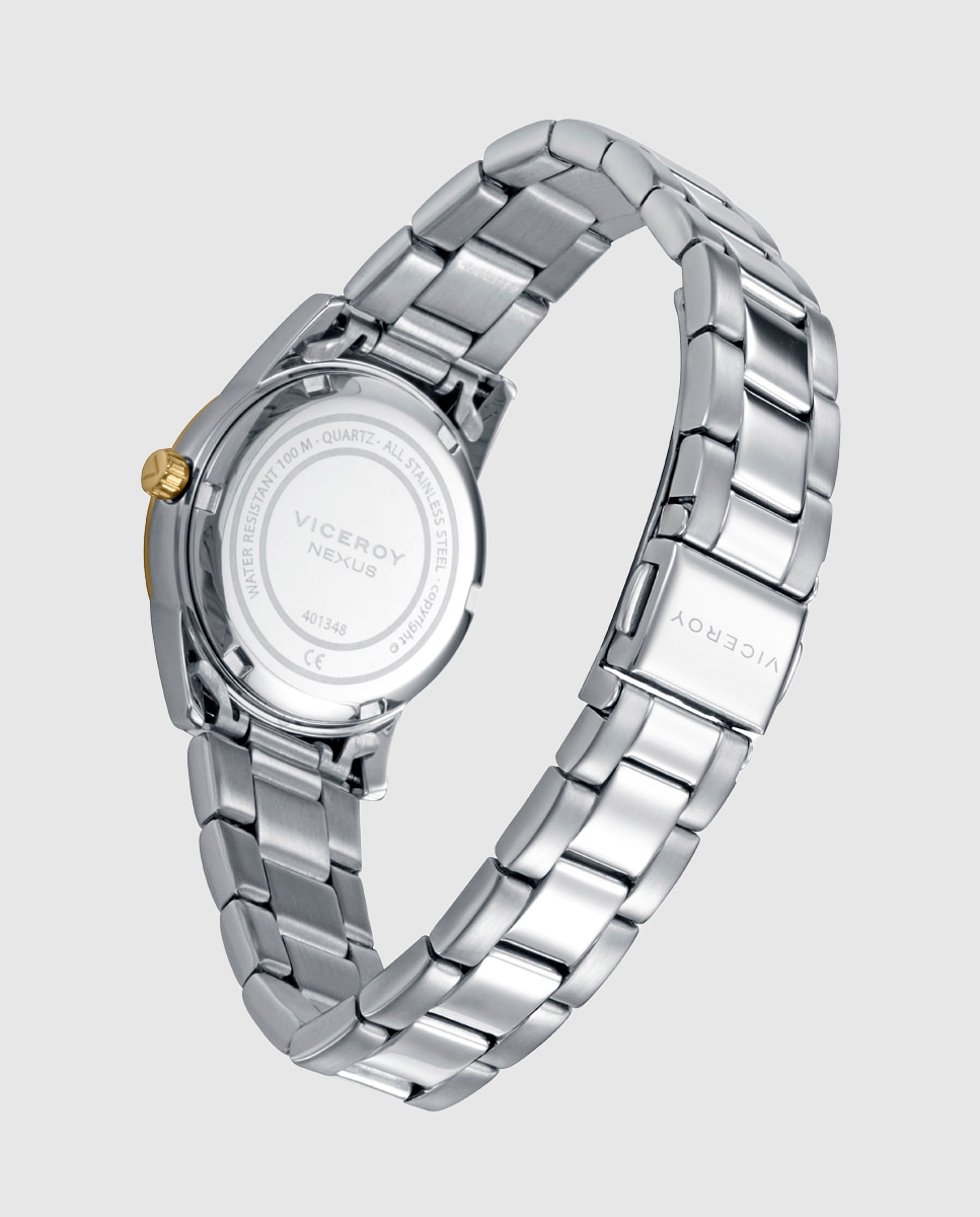 Imagen 2 de Reloj de mujer con caja bitono de acero e ip dorado y brazalete de acero,colección abraham mateo - Viceroy - Plateado Plateado