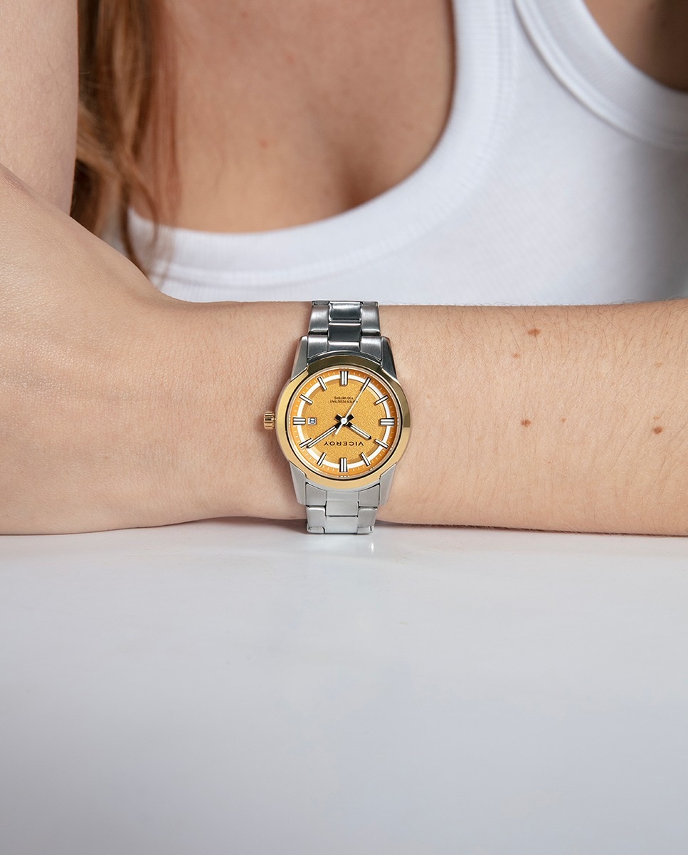 Imagen 3 de Reloj de mujer con caja bitono de acero e ip dorado y brazalete de acero,colección abraham mateo - Viceroy - Plateado Plateado