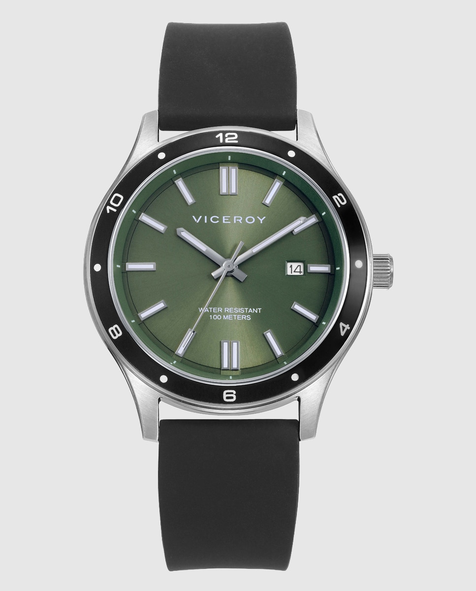 Reloj de hombre con caja de acero y correa de silicona negra - Viceroy - Negro Negro-1