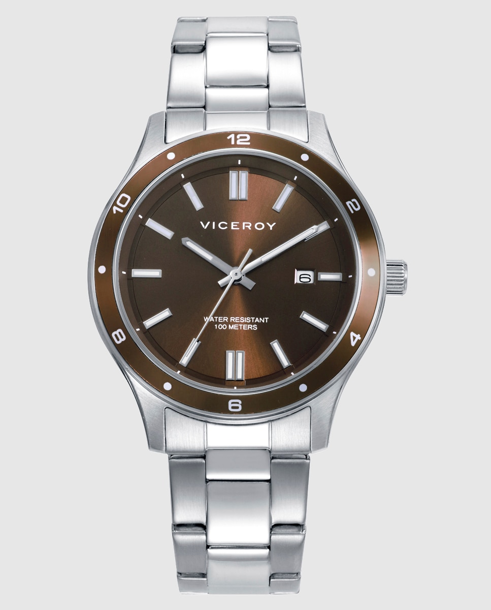 Imagen 0 de Reloj de hombre con caja y brazalete de acero Plateado