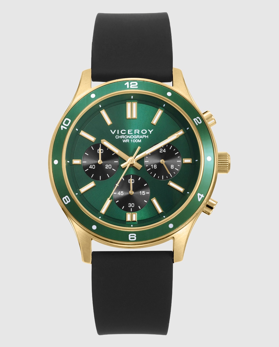 Reloj de hombre con caja de acero ip dorado y correa de silicona negra - Viceroy - Negro Negro-1