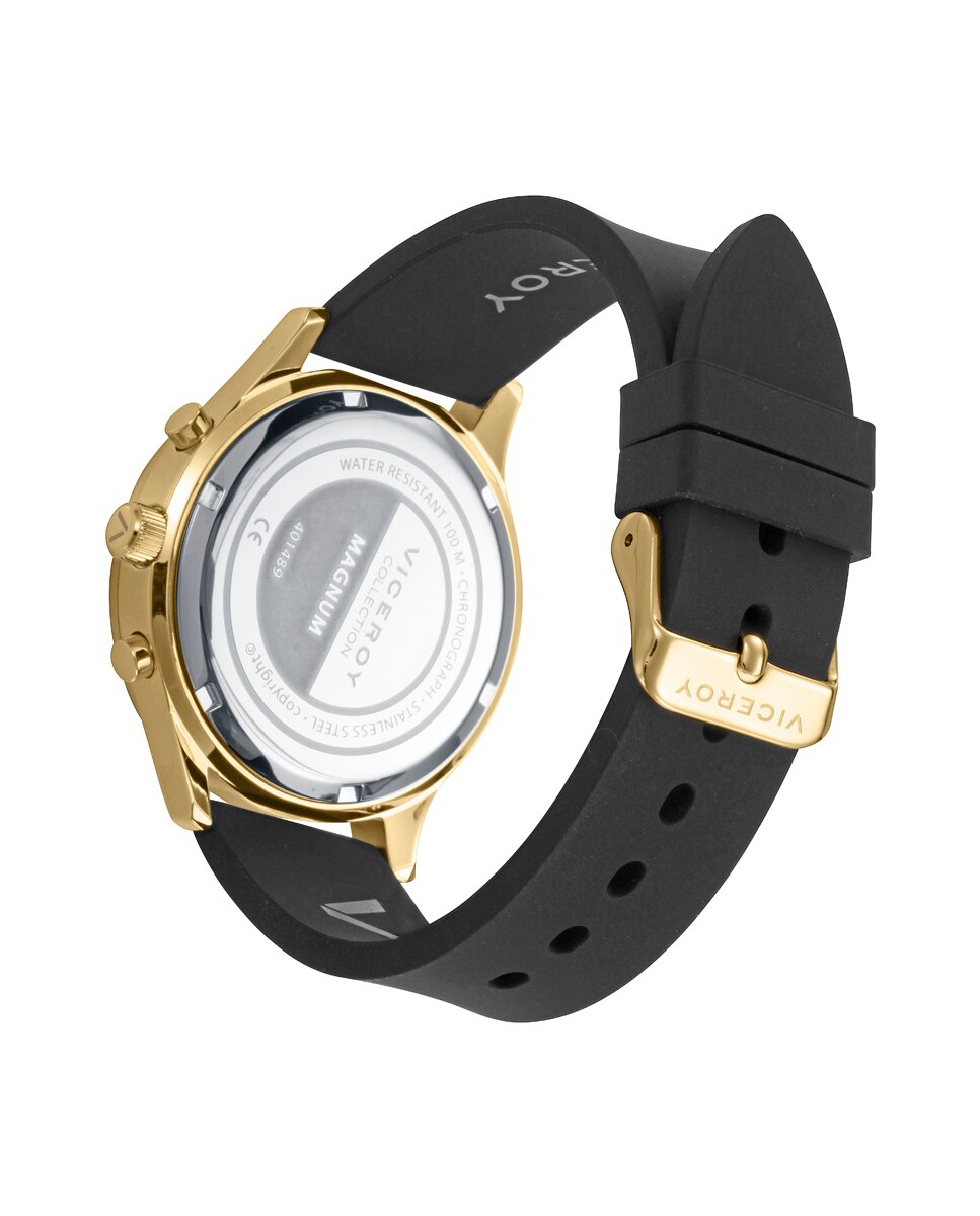 Reloj de hombre con caja de acero ip dorado y correa de silicona negra - Viceroy - Negro Negro-2