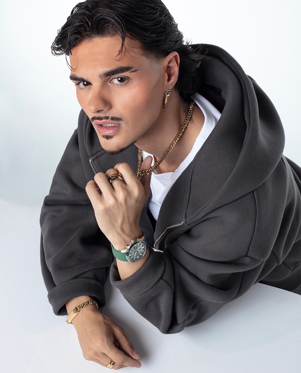 Reloj de hombre con caja bitono de acero e ip verde y correa de silicona verde, colección abraham mateo - Viceroy - Plateado Plateado-3