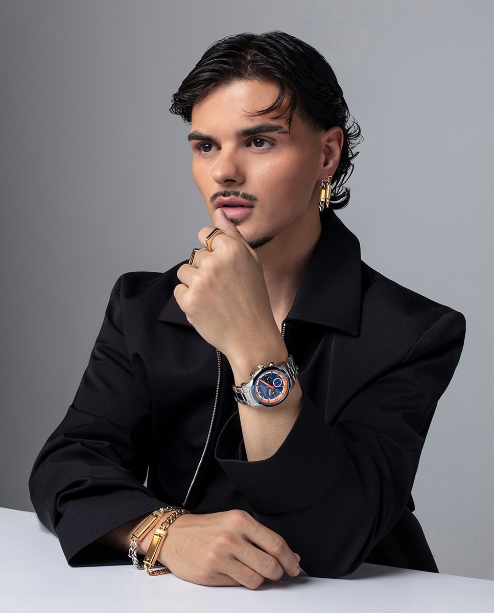 Reloj de hombre con caja bitono de acero e ip azul y brazalete de acero, colección abraham mateo - Viceroy - Plateado Plateado-3