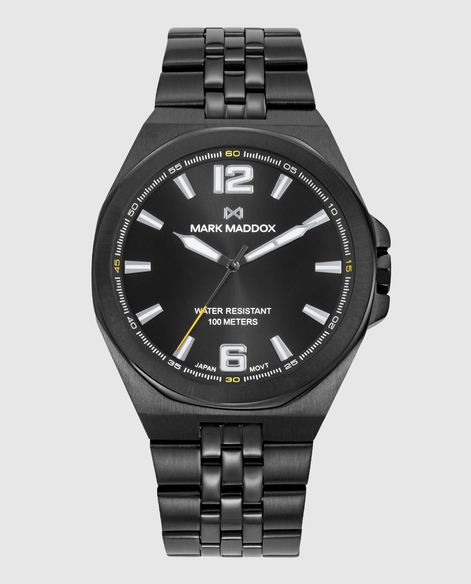 Imagen 0 de Reloj de hombre con caja y brazalete de acero ip negro Negro