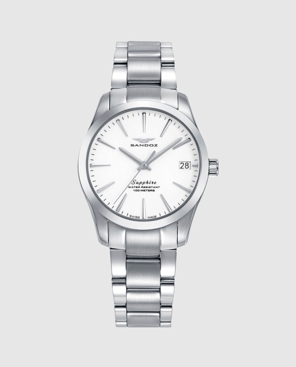 Imagen 0 de Reloj de mujer con caja y brazalete de acero Plateado