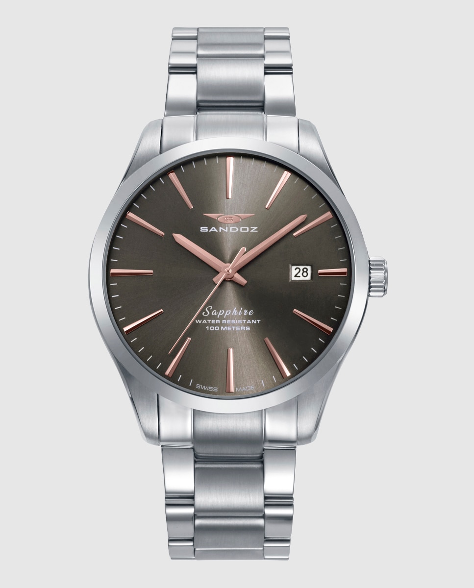 Imagen 0 de Reloj de hombre caja y brazalete de acero Plateado