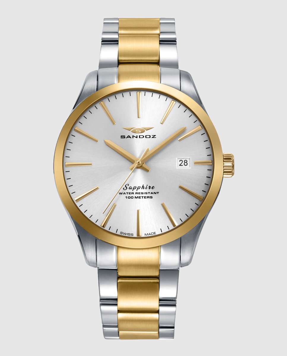 Imagen 0 de Reloj de hombre con caja y brazalete bitono de acero e ip dorado Multicolor