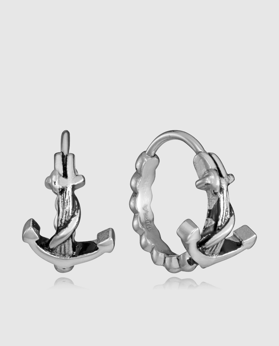 Imagen 0 de Pendientes de hombre beat de acero Plateado