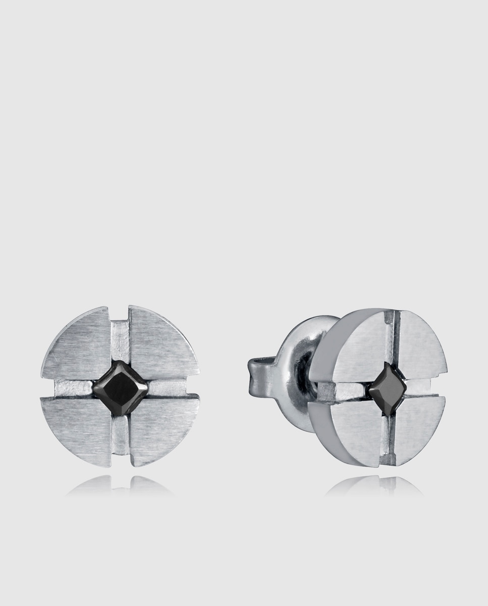 Imagen 0 de Pendientes de hombre magnum de acero con circonitas Plateado
