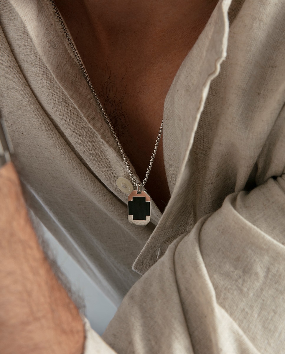 Cadena de hombre air de acero con placa y cruz - Viceroy - Plateado Plateado-3