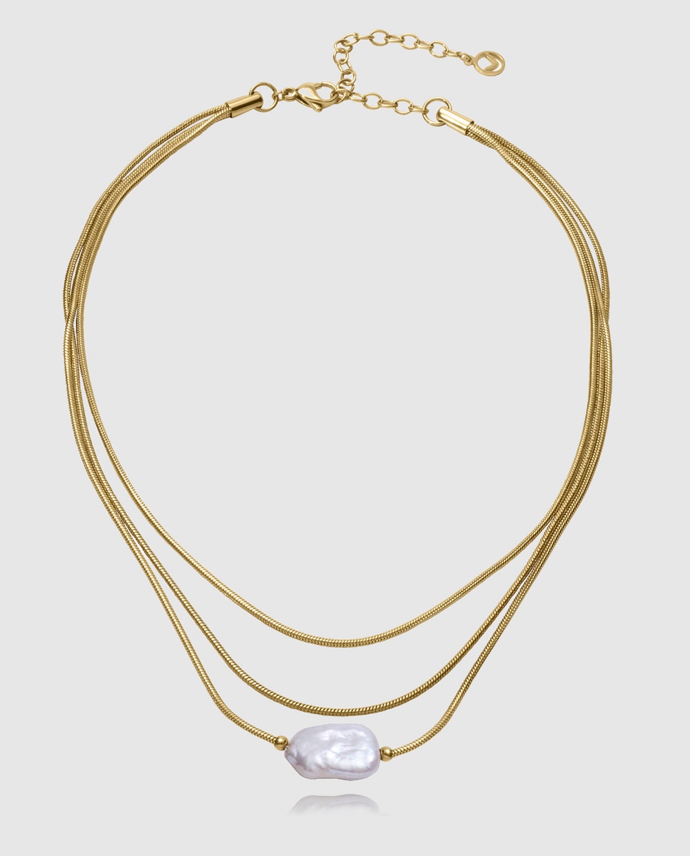 Imagen 0 de Collar de mujer chic de acero ip dorado múltiple Dorado