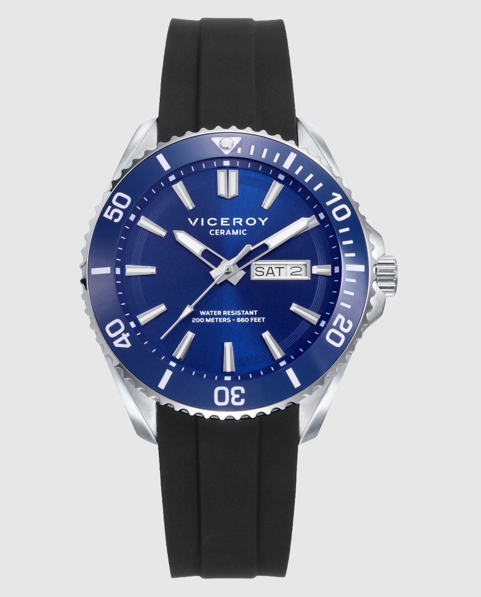 Reloj de hombre con caja de acero y correa de silicona negra - Viceroy - Negro Negro-1