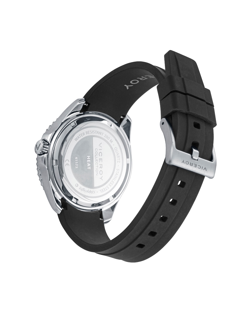 Reloj de hombre con caja de acero y correa de silicona negra - Viceroy - Negro Negro-2