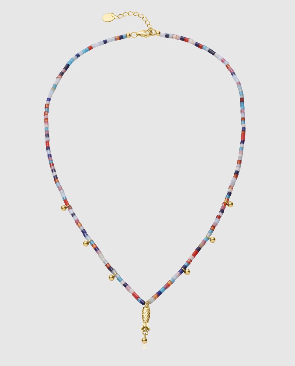 Imagen 0 de Collar de mujer trend de plata de primera ley con baño de oro Multicolor