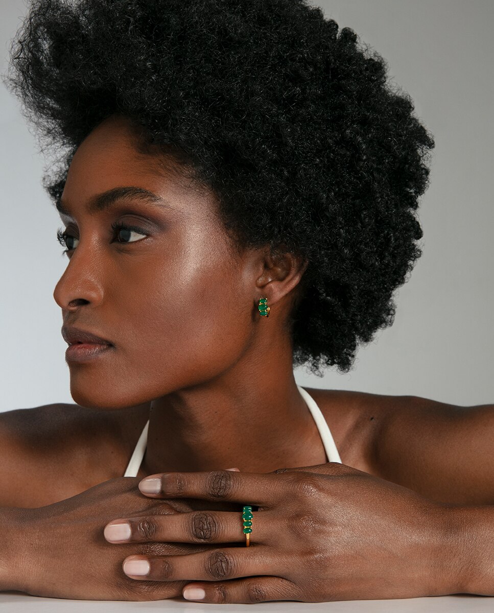 Imagen 4 de Anillo de mujer elegant de plata de primera ley con baño de oro - Viceroy - Verde Verde
