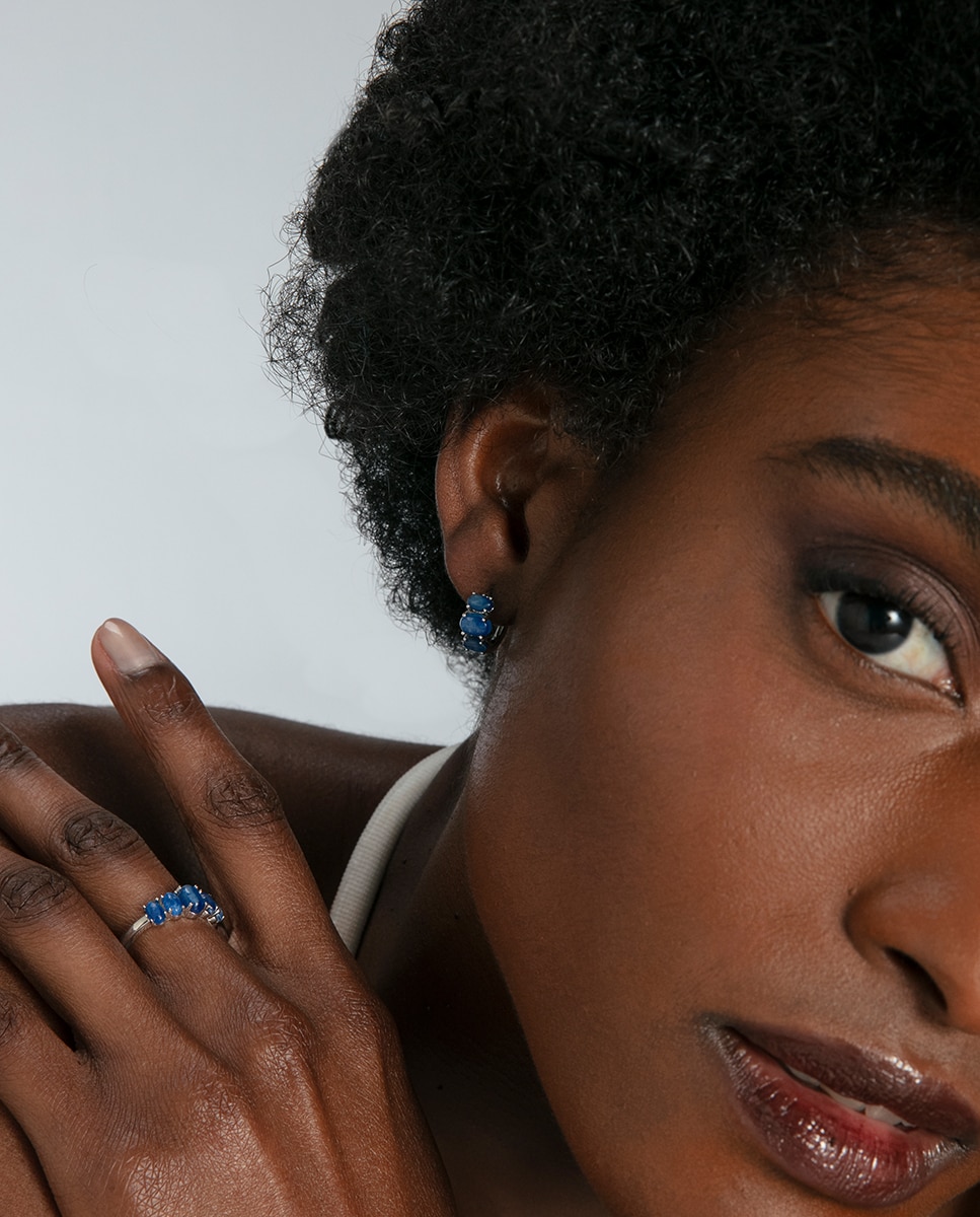 Pendientes de mujer elegant de plata de primera ley con baño de oro - Viceroy - Azul Azul-2
