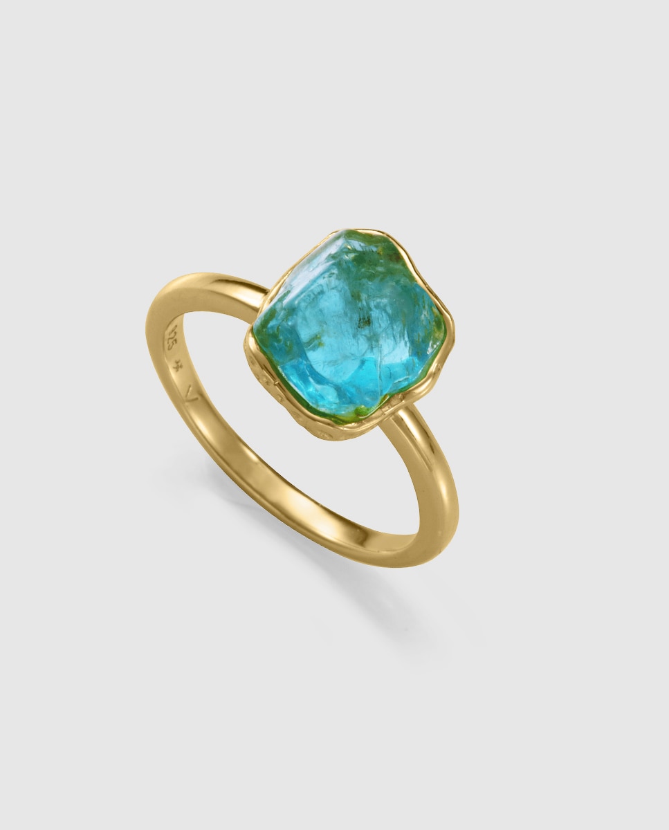 Imagen 0 de Anillo de mujer elegant de plata de primera ley con baño de oro Azul