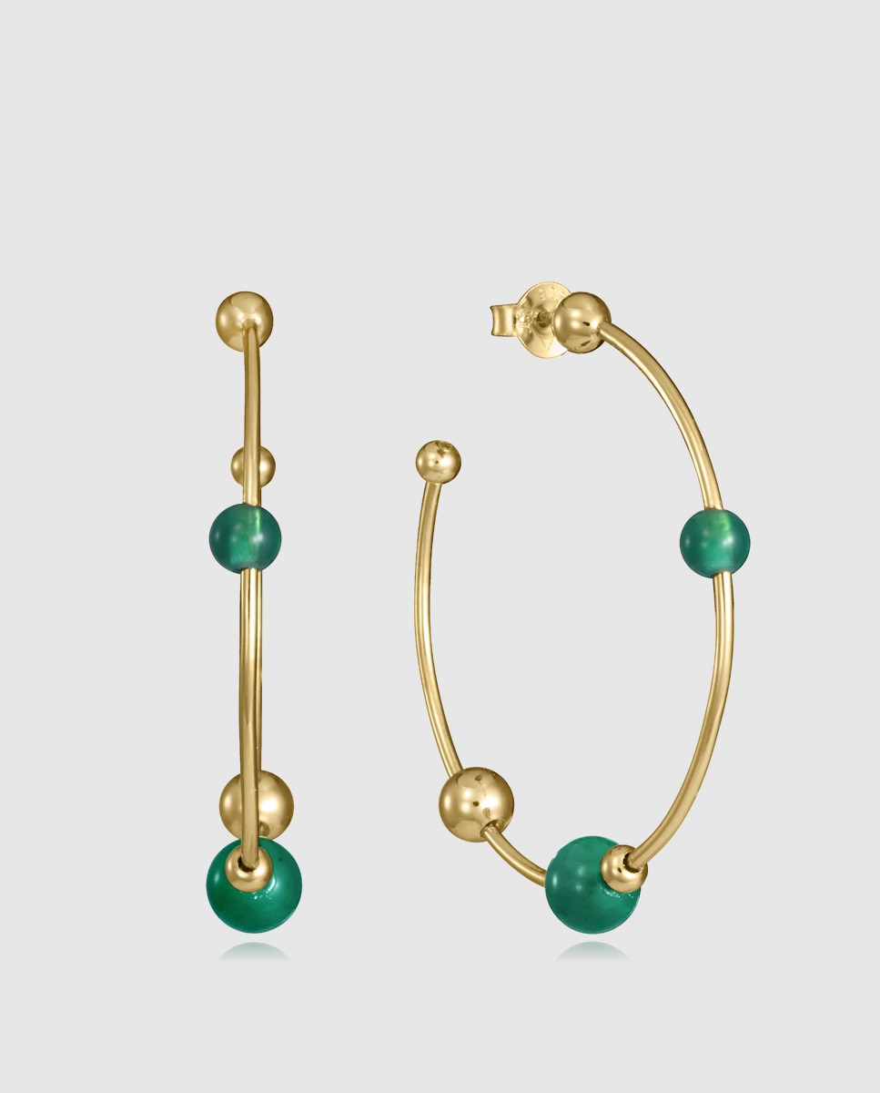 Imagen 0 de Pendientes de mujer trend de plata de primera ley con baño de oro Verde