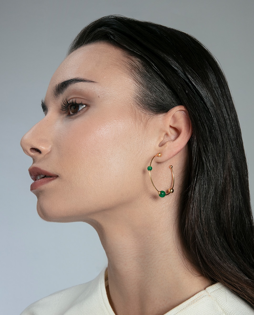 Pendientes de mujer trend de plata de primera ley con baño de oro - Viceroy - Verde Verde-2